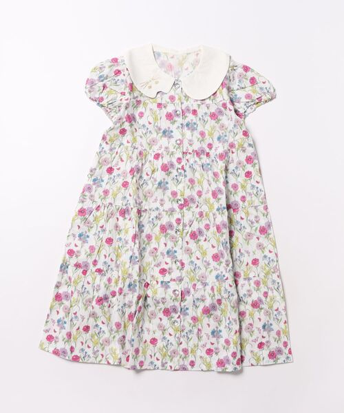 ワンピース フラワープリント　ティアードワンピース キッズ 子供服 女の子の画像