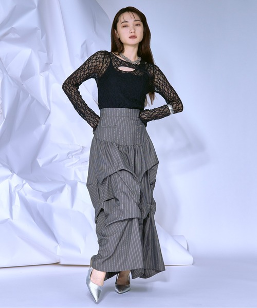 「Ezick」 フリルスカート FREE ブラック系その他 レディース_画像2