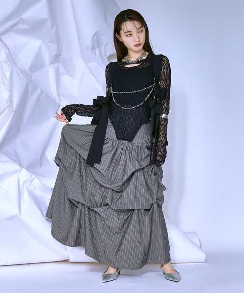 「Ezick」 フリルスカート FREE ブラック系その他 レディース_画像3