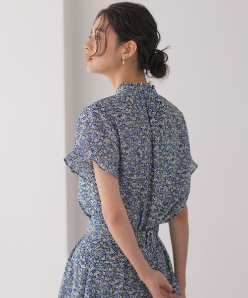 ブラウス シャツ フラワーガーデンプリント ブラウス レディースの画像