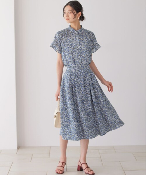 ブラウス シャツ フラワーガーデンプリント ブラウス レディースの画像