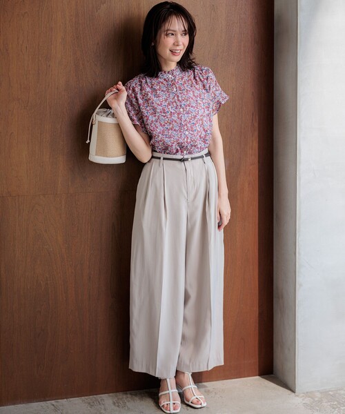ブラウス シャツ フラワーガーデンプリント ブラウス レディースの画像