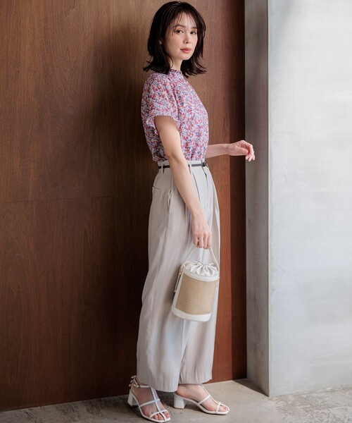 ブラウス シャツ フラワーガーデンプリント ブラウス レディースの画像