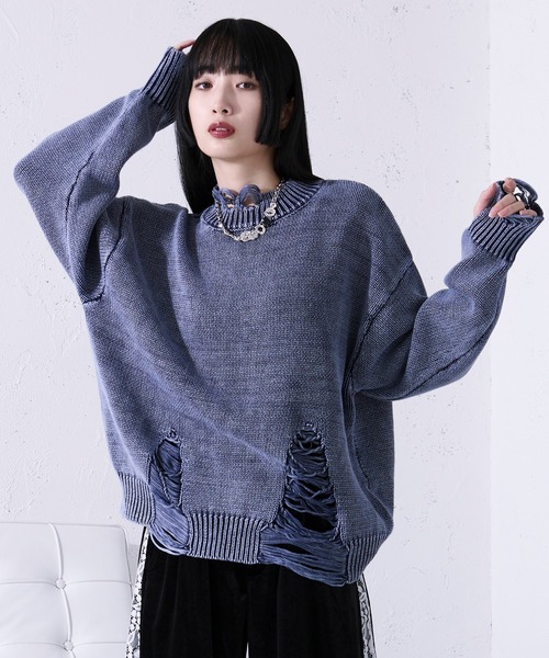 「Ellno Loset」 長袖ニット LARGE レッド メンズ_画像4
