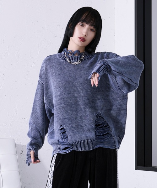 「Ellno Loset」 長袖ニット LARGE レッド メンズ_画像5
