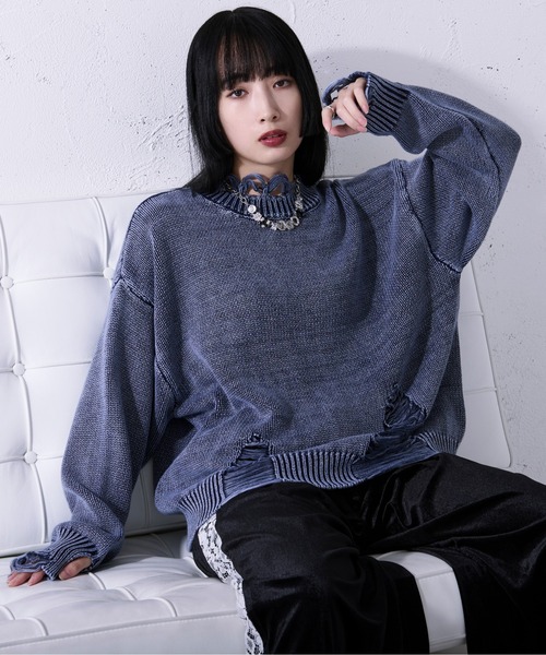 「Ellno Loset」 長袖ニット LARGE レッド メンズ_画像6