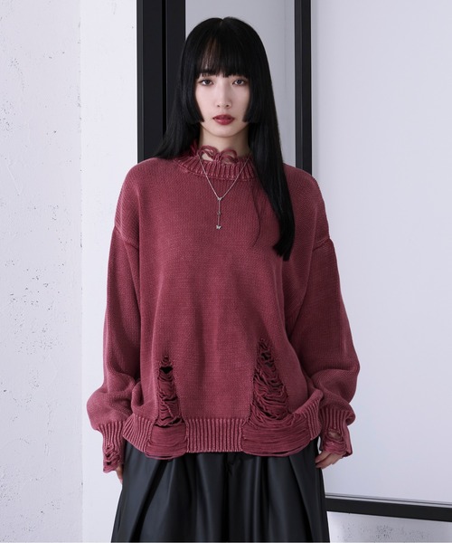 「Ellno Loset」 長袖ニット LARGE レッド メンズ_画像8
