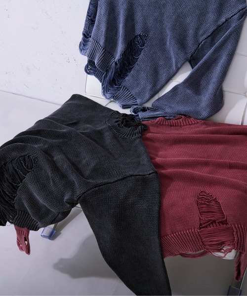 「Ellno Loset」 長袖ニット LARGE レッド メンズ_画像9