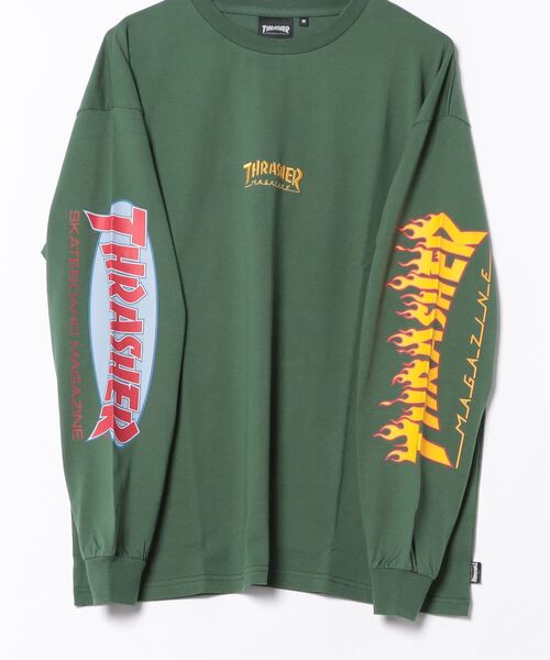 「THRASHER」 長袖Tシャツ MEDIUM グリーン系その他2 メンズ_画像3