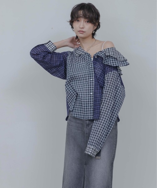 Eimee Law ❀ブラウス❀ 新品 Eimee Law（エイミーロウ） ブラウス シャツ パッチワークデニム