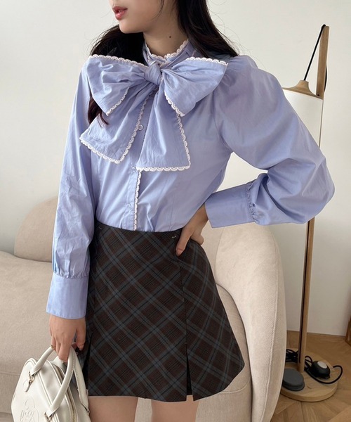 「one after another NICE CLAUP」 長袖ブラウス FREE サックスブルー レディース_画像8