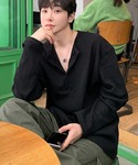 tシャツ 「NOWLE」ヘンリーネック ワッフ...の詳細画像3