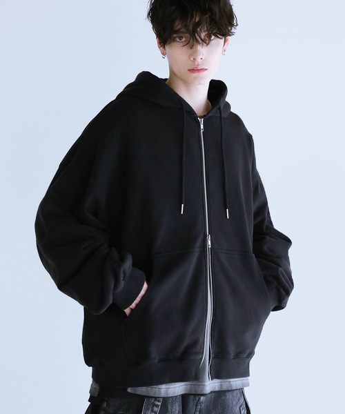 RILY パーカー ブラック XL LILL（リル） ジップアップパーカー X-LARGE チャコール メンズ