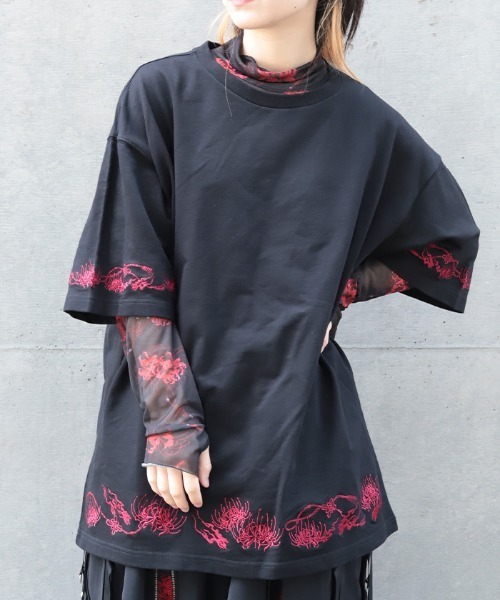 REZEN（リゼン） tシャツ 彼岸花刺繍半袖Tシャツ メンズ : ZOZOTOWN