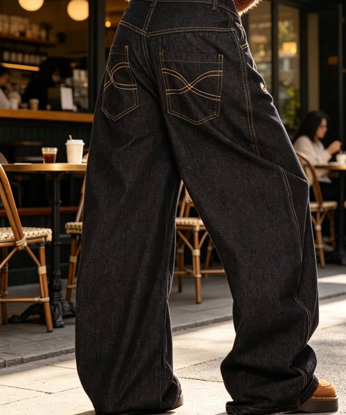 SHOUYO ジーンズ デニム デニムパンツ 刺繍ロゴワイドデニムパンツ 