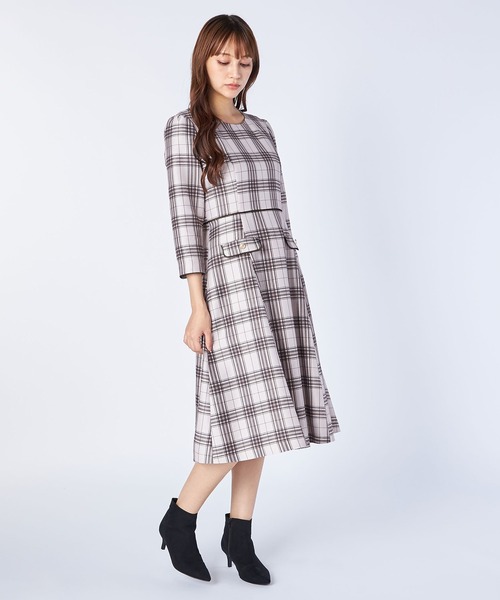 「LAISSE PASSE」 7分袖ワンピース MEDIUM スモークピンク レディース_画像9