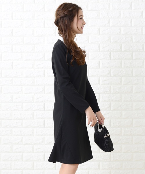 Lace Ladies ドレス 丸襟Aラインシンプルワンピース・ドレス