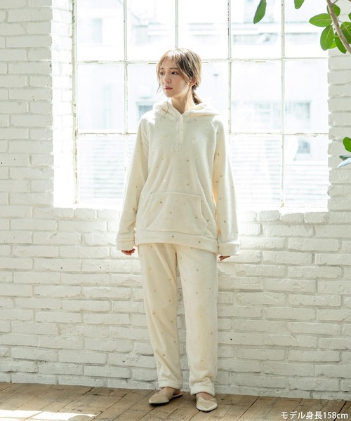 fran de lingerie パジャマ ルームウェア もこもこ フリースプル