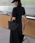 ワンピース 夏 半袖 ポロ衿フレアロングワンピースの詳細画像3