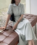 ワンピース 夏 半袖 ポロ衿フレアロングワンピースの詳細画像5