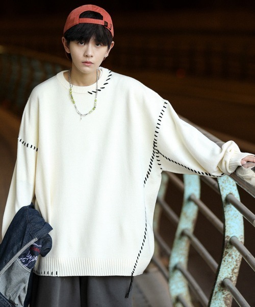 ニット 「neos -addictive design-」ルーズシルエット ハンドステッチ  