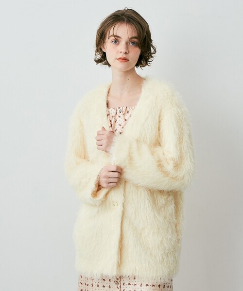 me&me couture ブライトロングシャギーコート レディース : ZOZOTOWN 