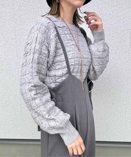 ニット 膨れジャガードニットトップス レディース : 79668110 