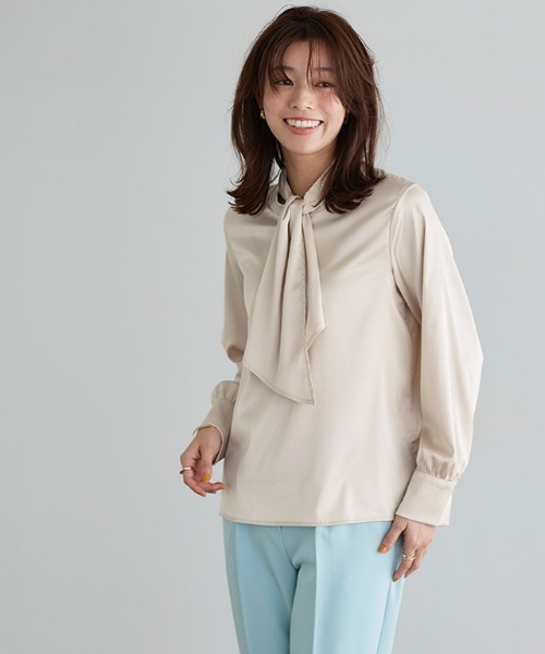 Pierrot ブラウス シャツ タイデザインブラウス レディース