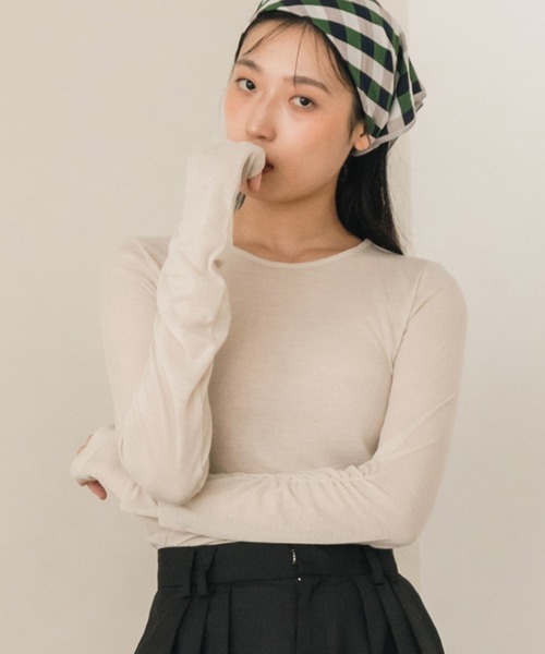 tシャツ 2WAYスリーブギャザーシアートップス 秋服 レディース 前後2wayフロッキーシアートップス [C7306] - レディース