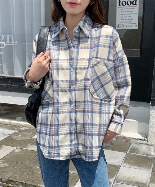 ブラウス シャツ アソートチェックＢＩＧシャツ  525629 レディース CORNERS ブラウス シャツ オーバーサイズチェックシャツ