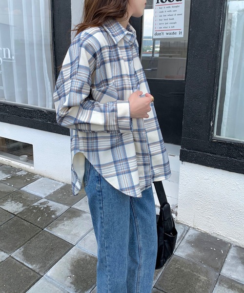 ブラウス シャツ ビッグ チェックシャツ レディース : ZOZOTOWN