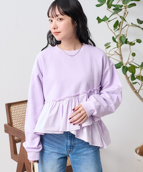 familiar トレーナー フリル裾 FREAK'S STORE トレーナー スウェット 「新色追加」裾フリル