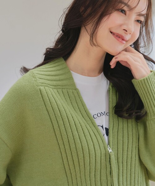 Tiaclasse カーディガン ダブルジップリブニットカーディガン