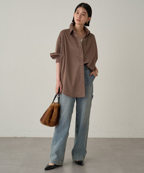 Loungedress ブラウス シャツ サテンBIGシャツ レディース