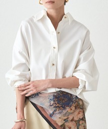 【美品】 Loungedress ラウンジレス　サテンBIGシャツ　ネイビー Loungedress（ラウンジドレス） ブラウス シャツ サテンBIGシャツ