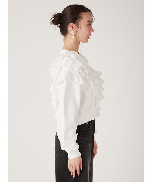【新品未使用】今期⭐︎LILY BROWN ボリュームフリルスウェット ブラック LILY BROWN tシャツ ボリュームフリルスウェット レディース