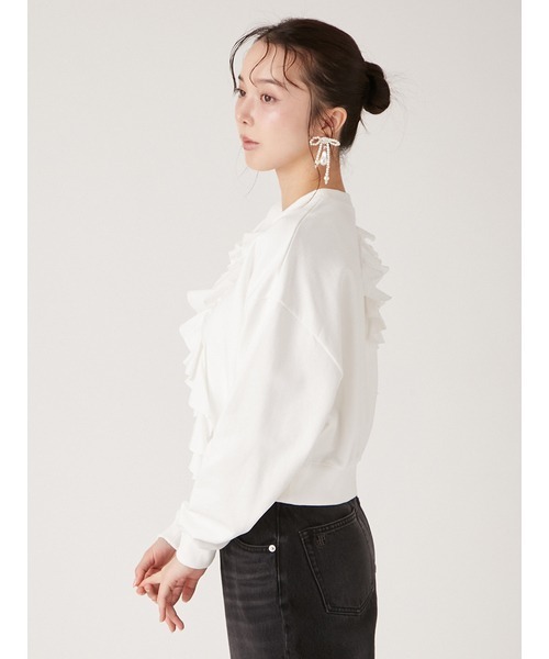 LILY BROWN tシャツ ボリュームフリルスウェット レディース