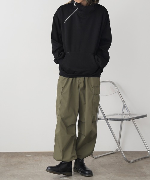 ROOP TOKYO パーカー サイドジップ ハイネック プルオーバー