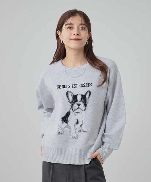ニット セーター 「WEB限定」ドッグモチーフジャカードニット レディース Cutie Blonde ニット セーター 「S-LL」思わず惹きつけられる