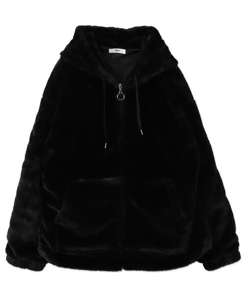 D&G ファーブルゾン黒 WEGO ブルゾン アウター WEGO/ファーフードグラフィックブルゾン