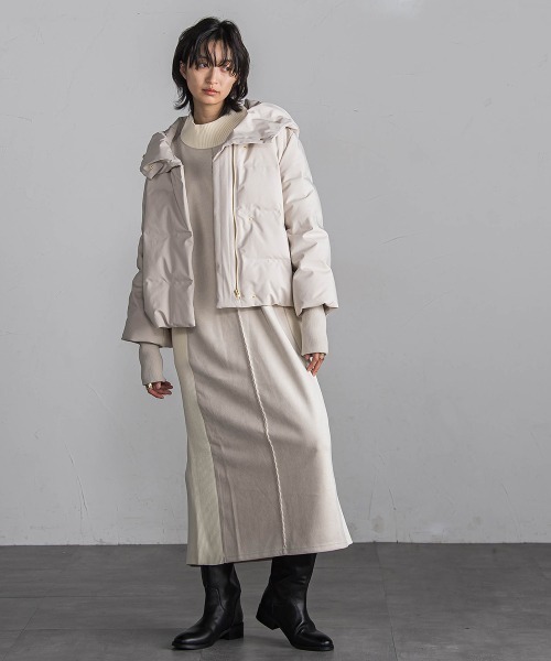 JAN MAYEN ダウン×リブニット ダウンジャケット グレー 42 MAYSON GREY ダウンコート ダウンジャケット シームレス袖口リブ