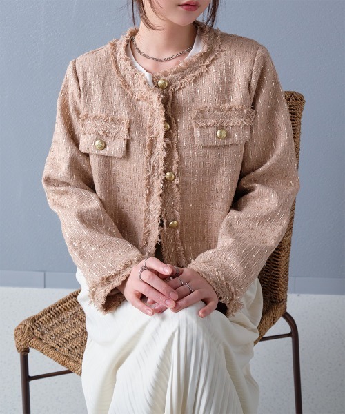 新品♥ノーリーズ◆定価31900円◆カラーツイードショートジレ◆ゴールドボタン 新品♥ノーリーズ◇定価31900円◇カラーツイードショートジレ