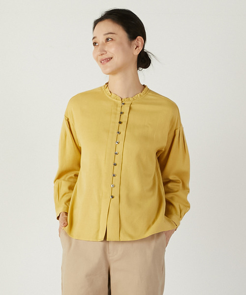 ブラウス シャツ 「LOURMARIN」フリルカラータックブラウス レディース