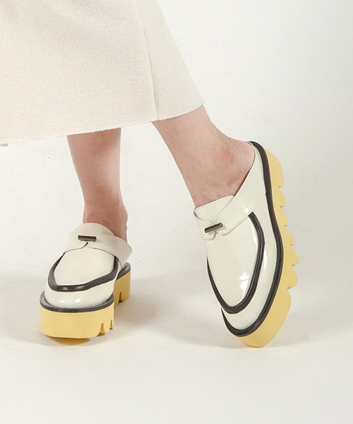 Back less Loafer バックレスローファー サンダル ALL BLACK ローファー 厚底 バックレスローファー レディース