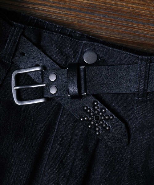 ANPAS ベルト 35mm Width Western Studs Leather Belt/35mm幅