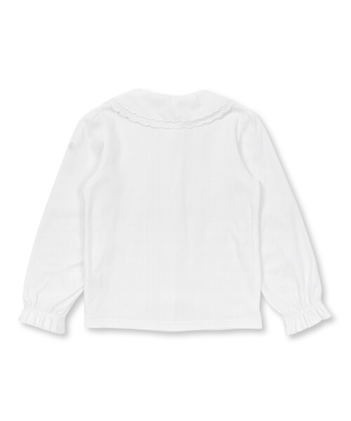 BeBe（ベベ） ブラウス シャツ スカラップ2重襟フロントタックスムース