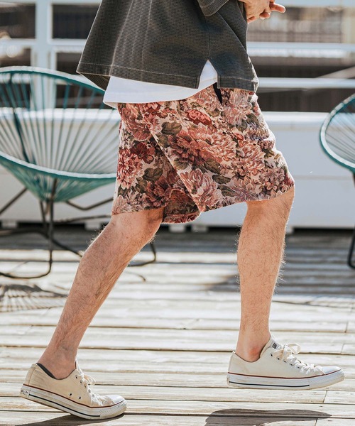 Malbon 半袖ダークグリーンシャツ ショートパンツ セットマルボンメンズ新作 CAMBIO パンツ mp13144- Botanical Gobelin Short Pants