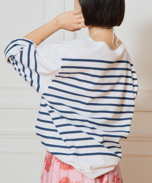 イエナラブークル別注【LE MINOR/ルミノア】パネルボーダーカットソー 黒 LE MINOR/ルミノア 別注パネルボーダーカットソー（Tシャツ