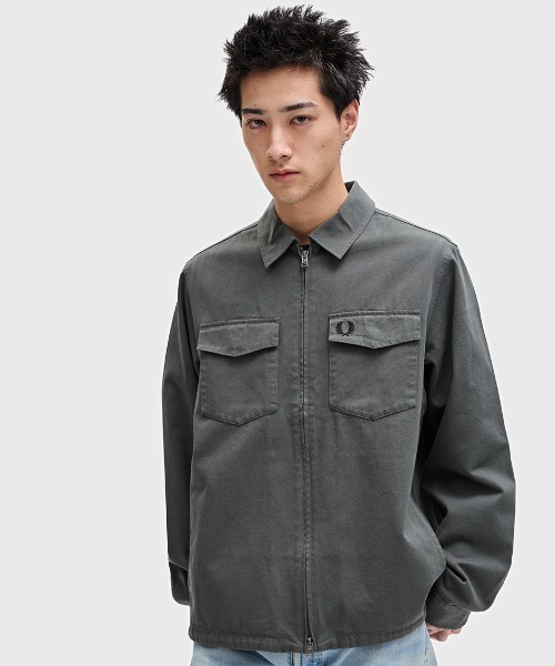 FRED PERRY シャツ Twill Zip-Through Overshirt／ツイルジップ