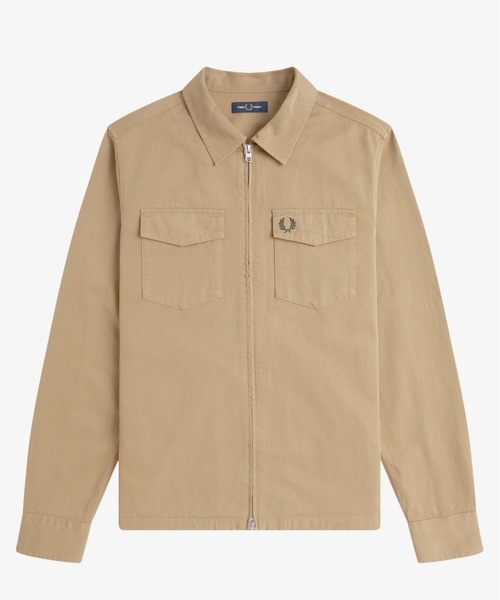 FRED PERRY シャツ Twill Zip-Through Overshirt／ツイルジップ